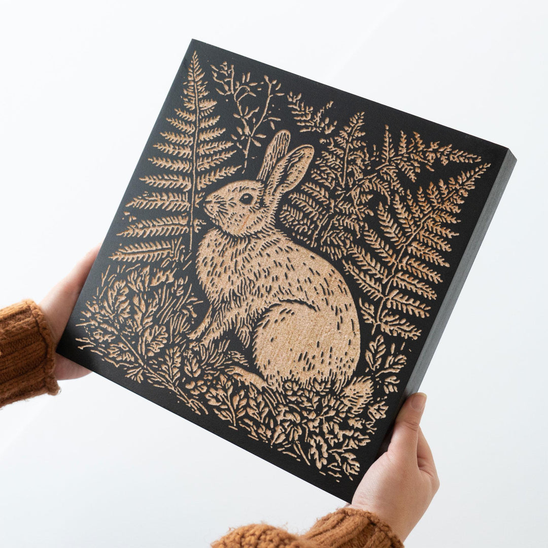 Cottontail Rabbit Engraved Wood Panel