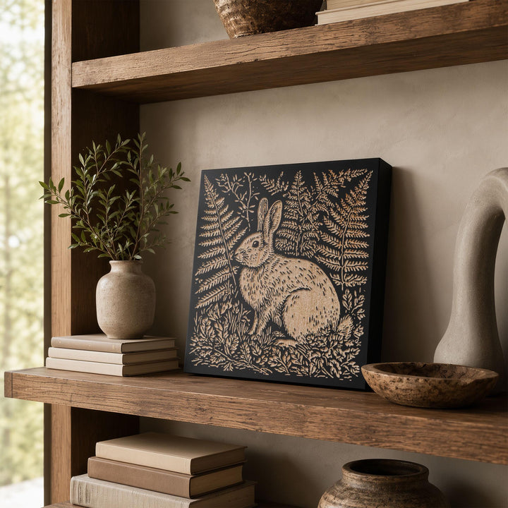 Cottontail Rabbit Engraved Wood Panel