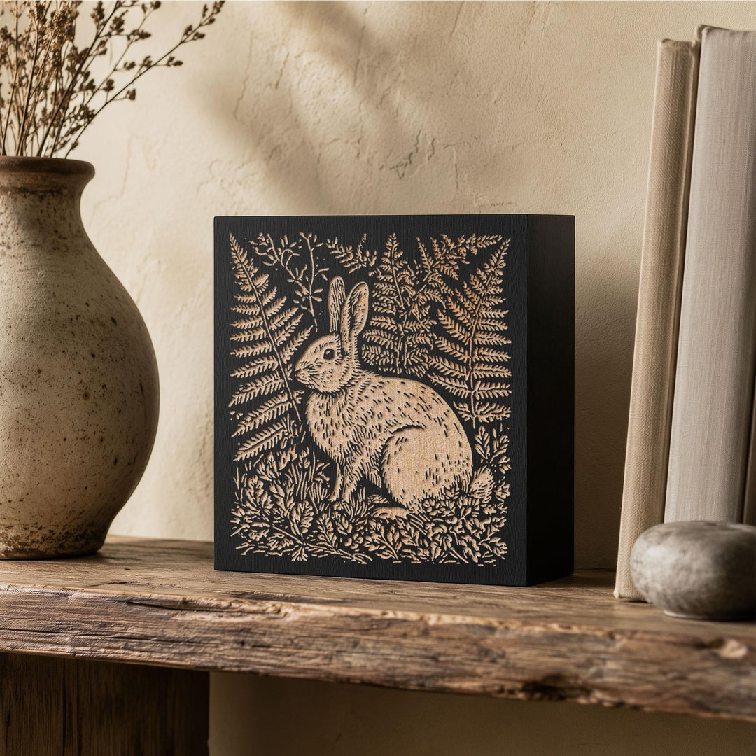 Cottontail Rabbit Engraved Wood Panel