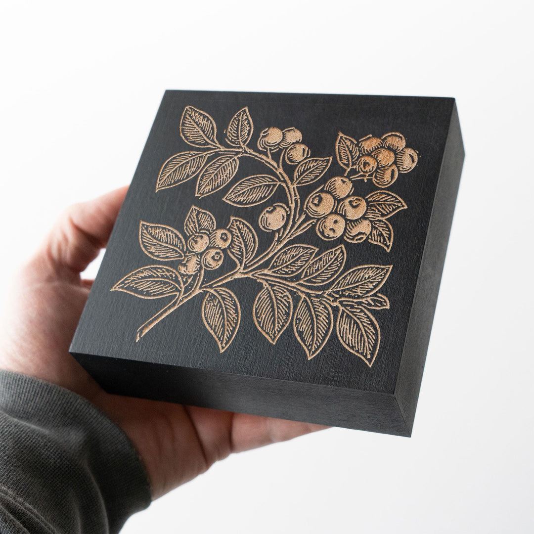 Wild Blueberries Engraved Wood Panel