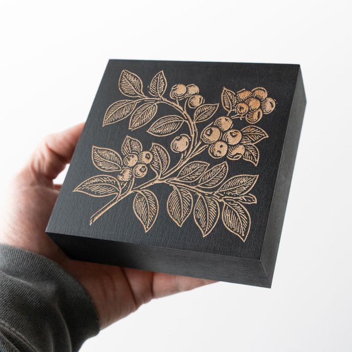 Wild Blueberries Engraved Wood Panel