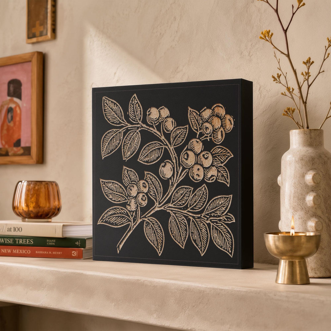 Wild Blueberries Engraved Wood Panel