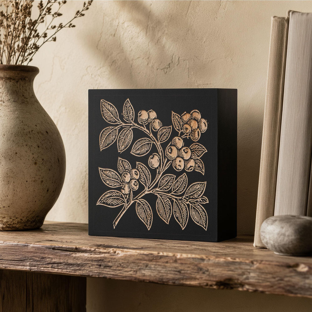 Wild Blueberries Engraved Wood Panel