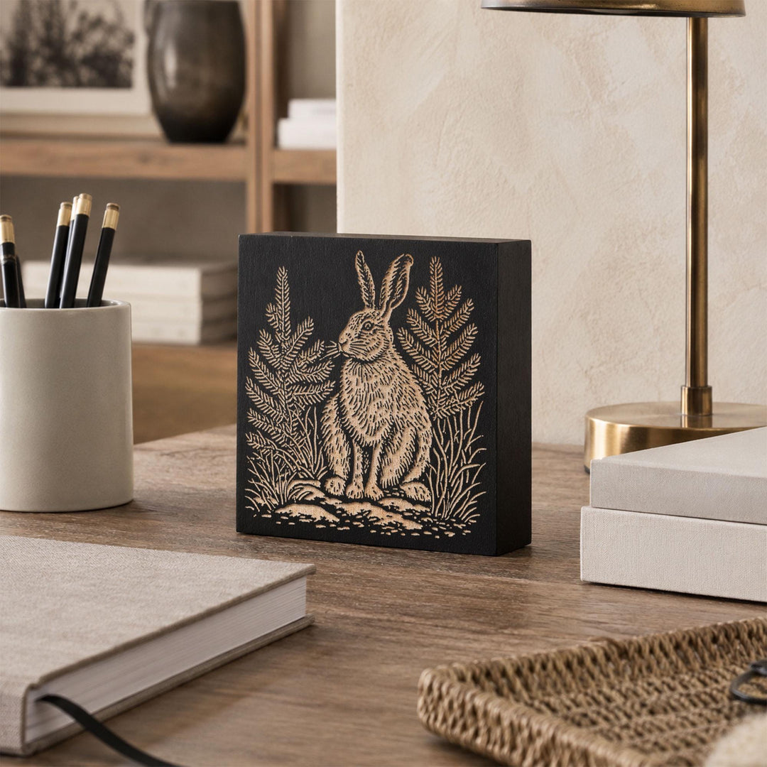 Snowshoe Hare Engraved Wood Panel