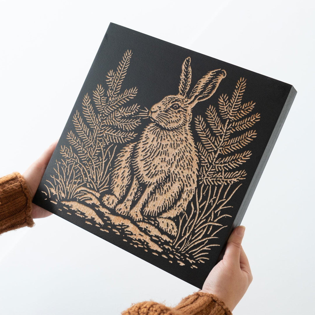 Snowshoe Hare Engraved Wood Panel