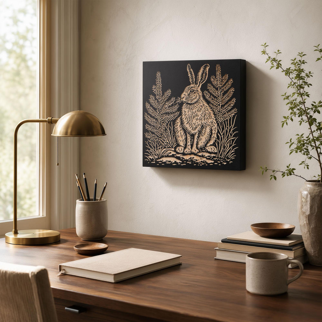 Snowshoe Hare Engraved Wood Panel