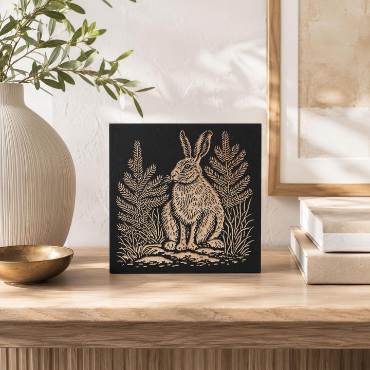 Snowshoe Hare Engraved Wood Panel