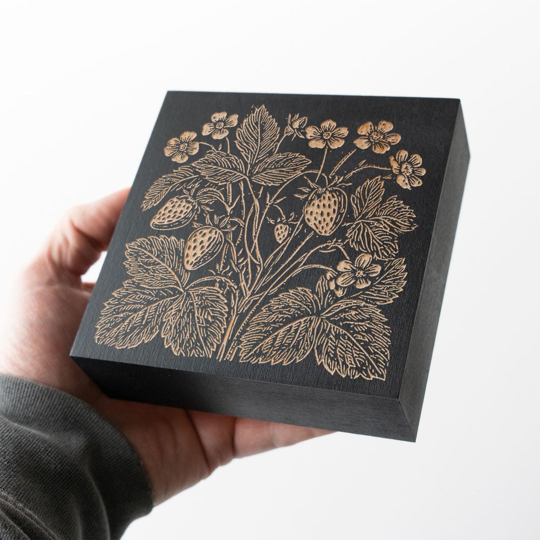 Wild Strawberries Engraved Wood Panel