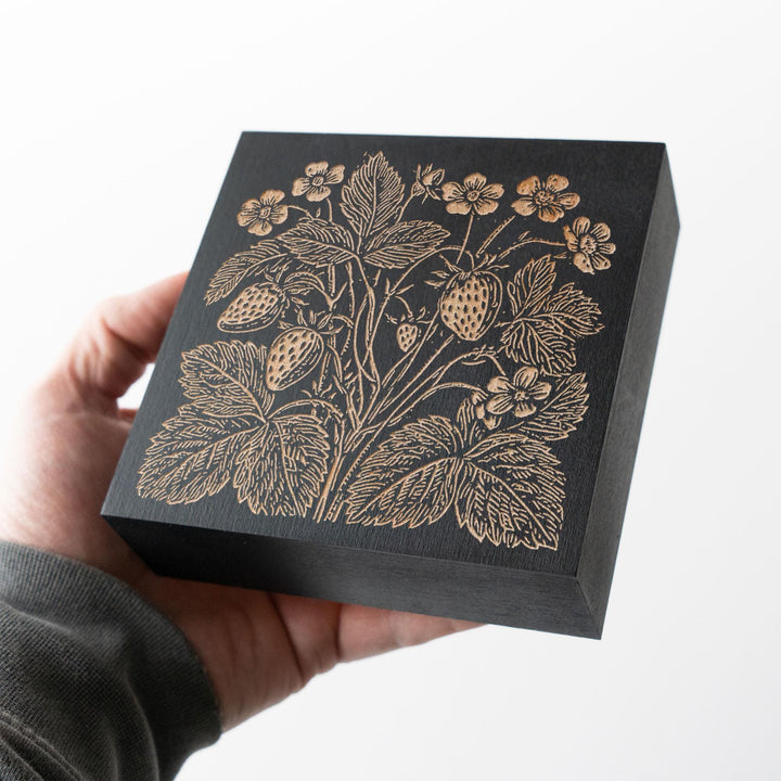 Wild Strawberries Engraved Wood Panel