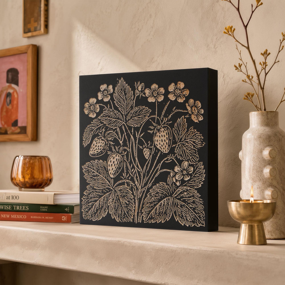 Wild Strawberries Engraved Wood Panel