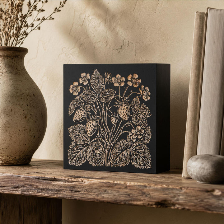 Wild Strawberries Engraved Wood Panel