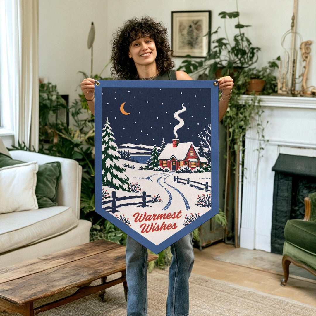 Warmest Wishes Felt Camp Flag