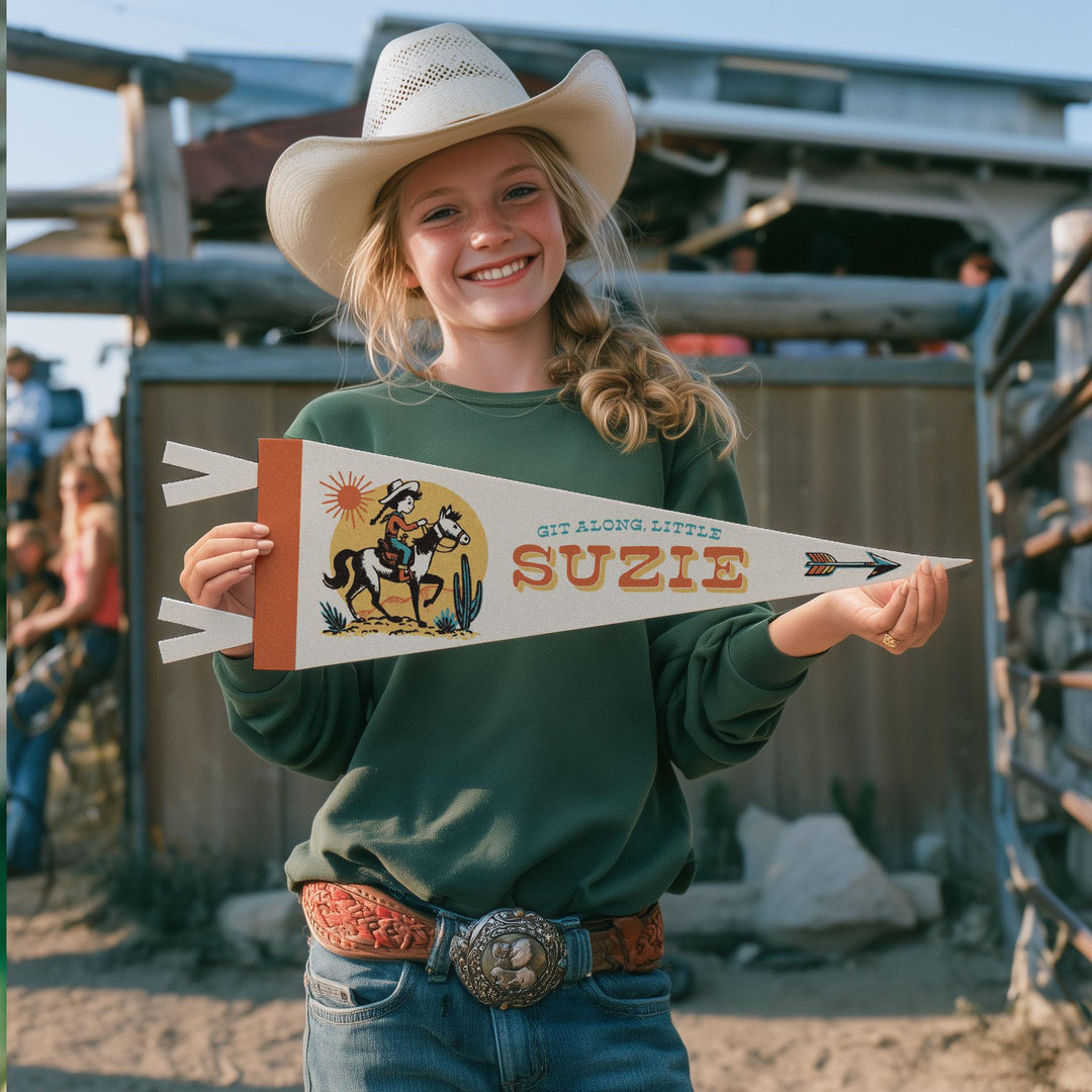 Custom Git Along Little Cowboy &amp; Cowgirl Pennant