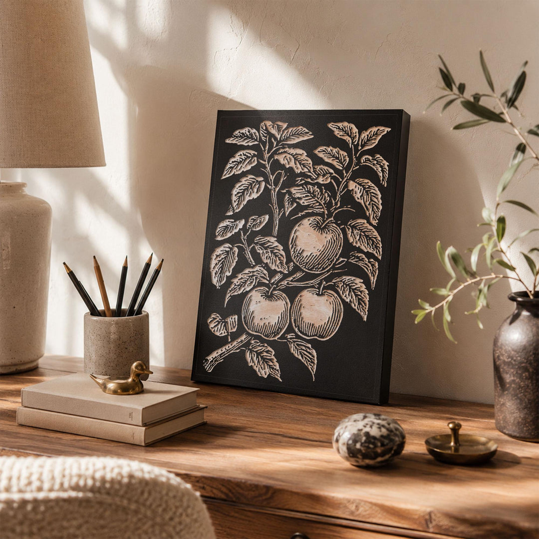Apple Tree Branch Engraved Wood Panel