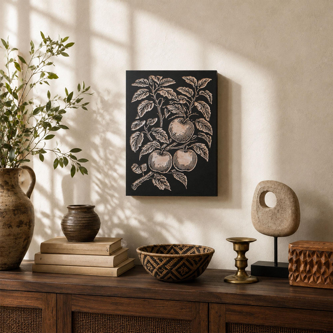 Apple Tree Branch Engraved Wood Panel