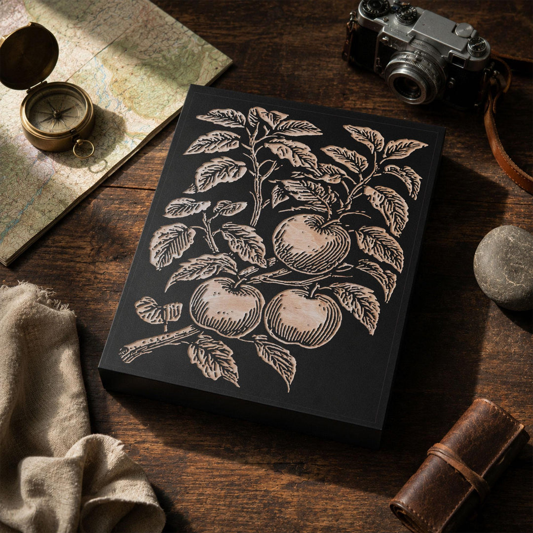 Apple Tree Branch Engraved Wood Panel