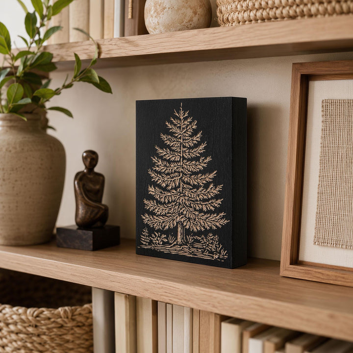 Balsam Fir Tree Engraved Wood Panel