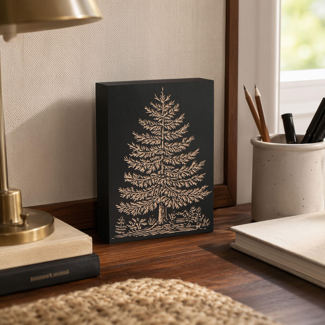 Balsam Fir Tree Engraved Wood Panel