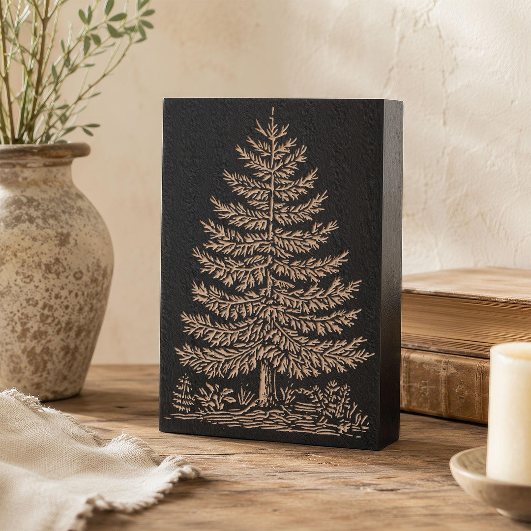 Balsam Fir Tree Engraved Wood Panel