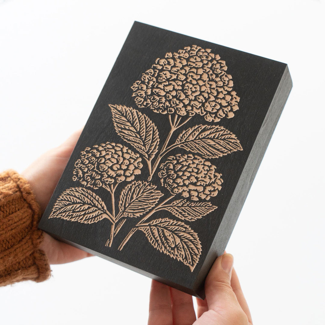 Hydrangea Cluster Engraved Wood Panel