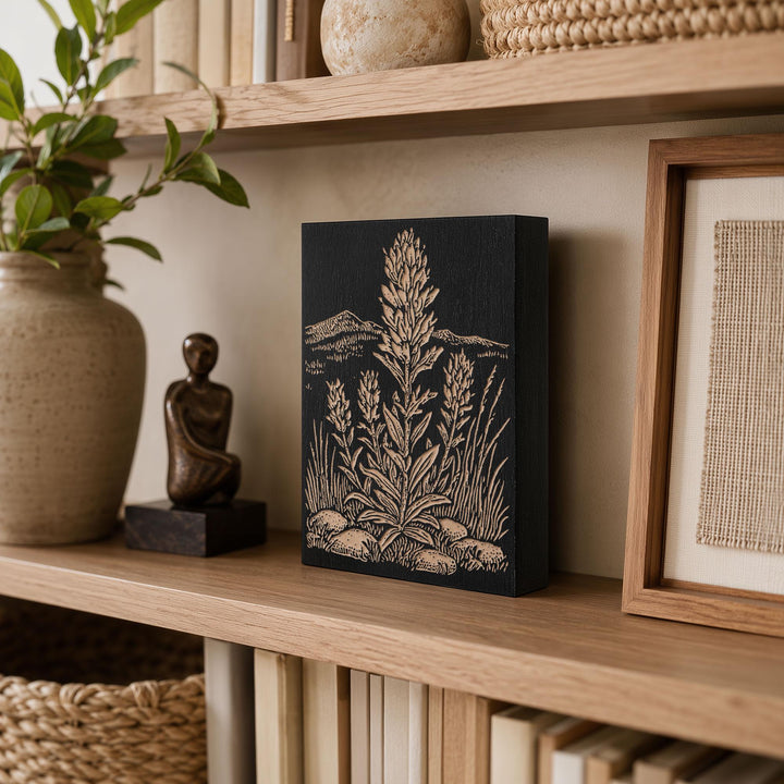 Indian Paintbrush Engraved Wood Panel