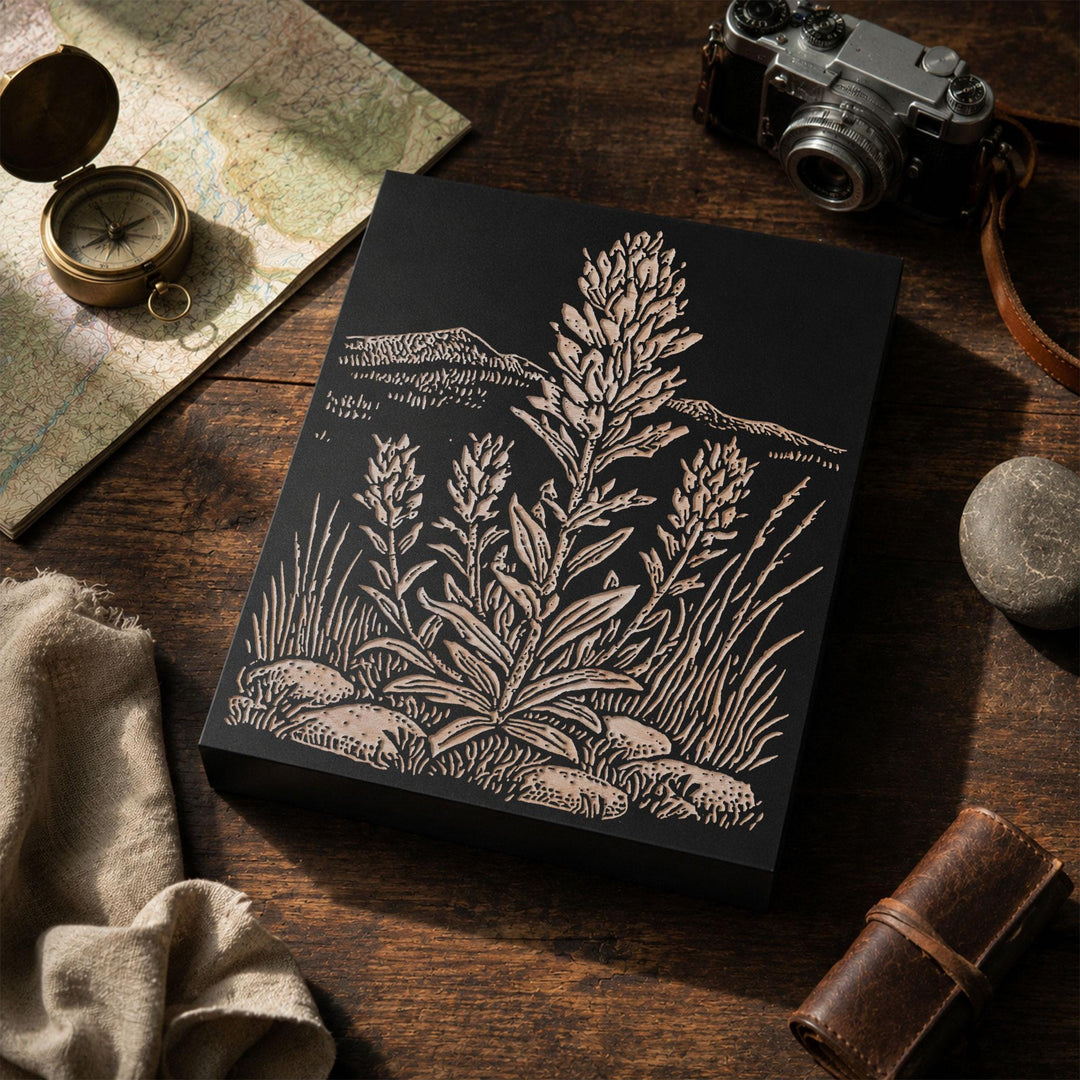 Indian Paintbrush Engraved Wood Panel