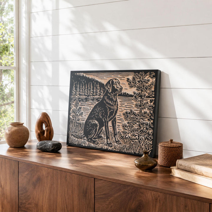 Labrador by the Water Engraved Wood Panel