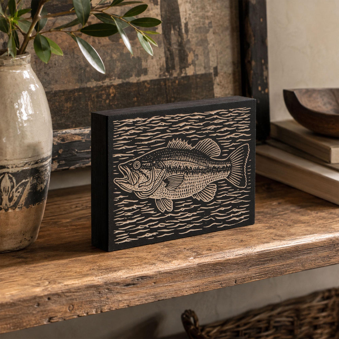 Largemouth Bass Engraved Wood Panel