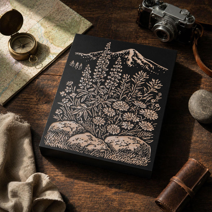 Mountain Wildflowers Engraved Wood Panel