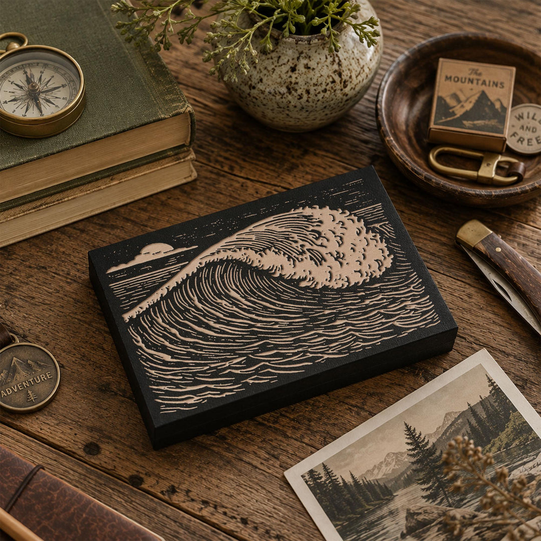 Ocean Wave Engraved Wood Panel