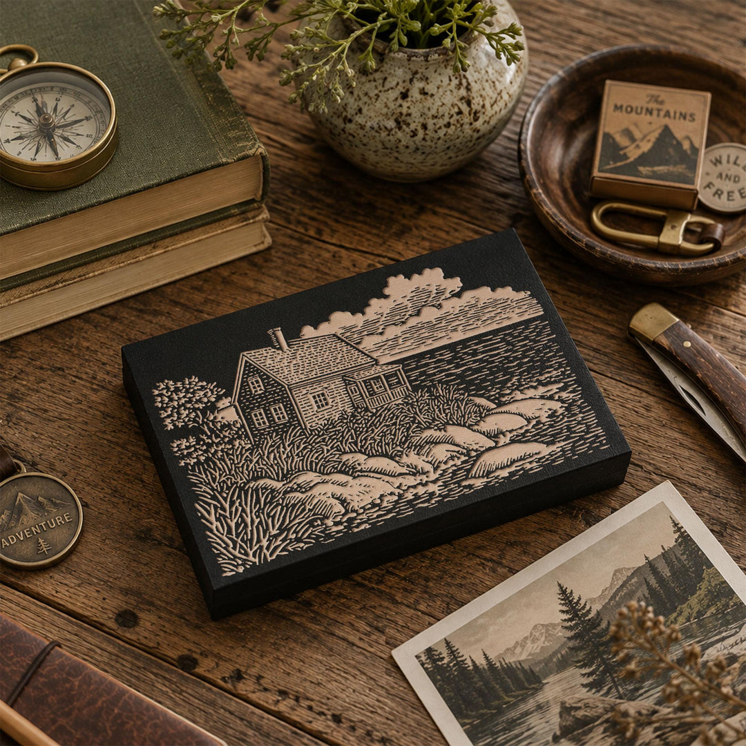 Shingled Coastal Cottage Engraved Wood Panel
