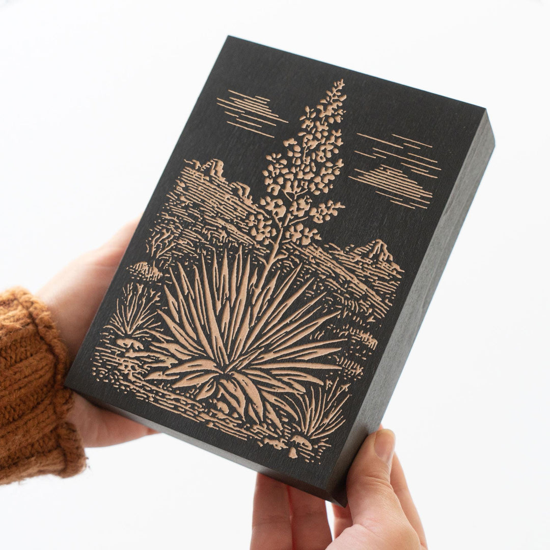 Yucca Plant Engraved Wood Panel