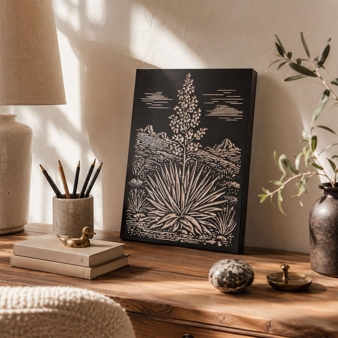 Yucca Plant Engraved Wood Panel