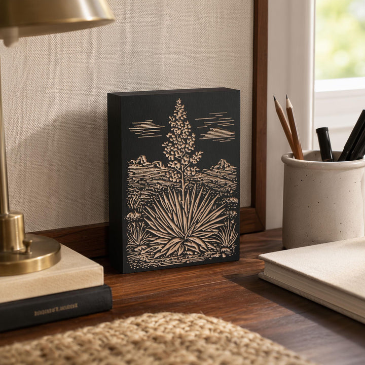 Yucca Plant Engraved Wood Panel