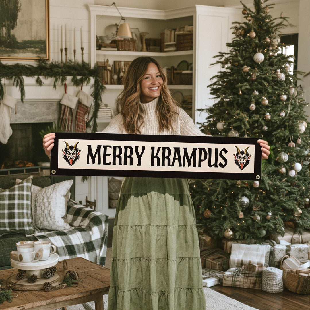 Merry Krampus Felt Banner