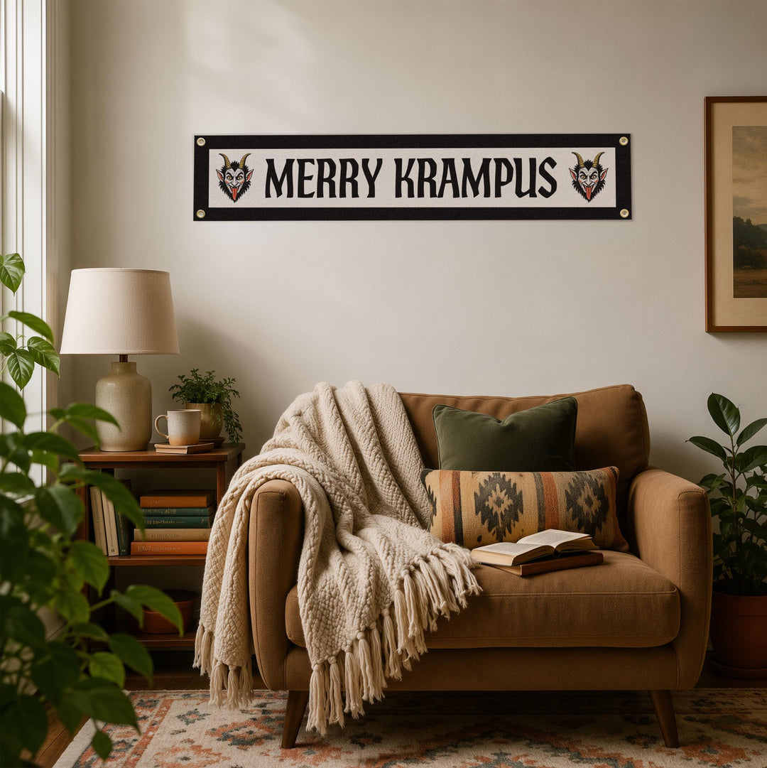 Merry Krampus Felt Banner