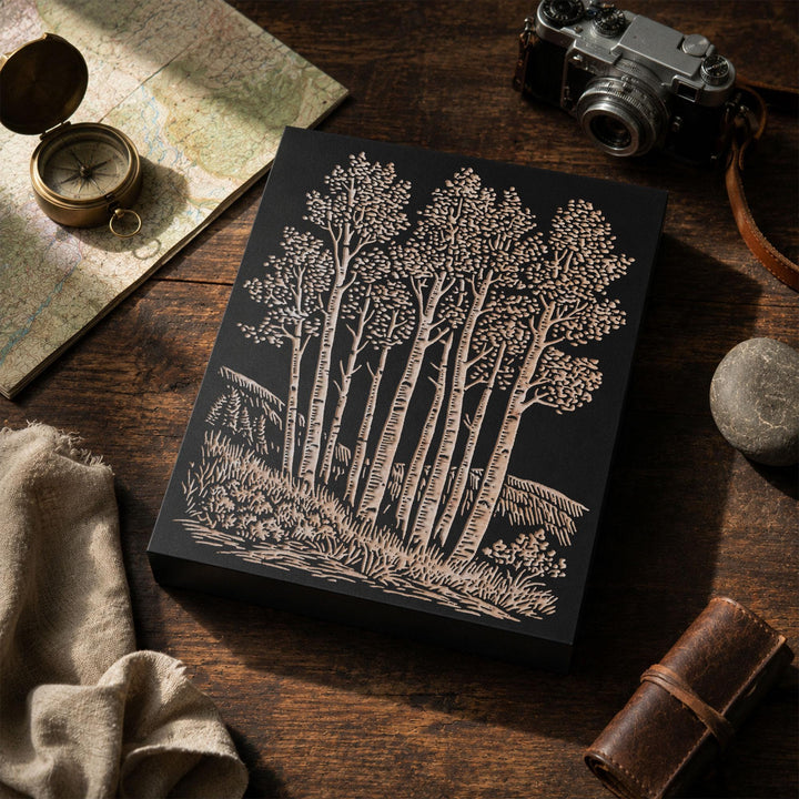 Aspen Trees Grove Engraved Wood Panel