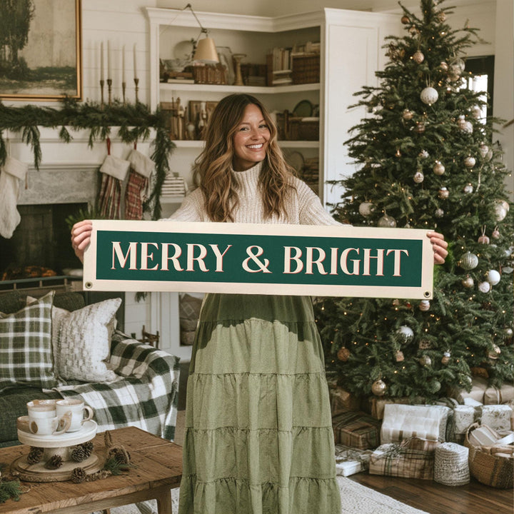 Merry &amp; Bright Felt Banner