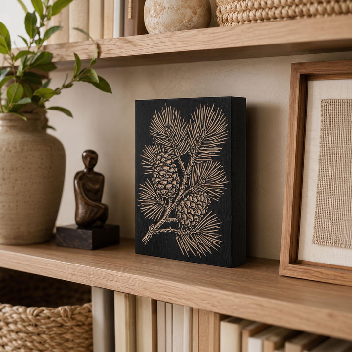 Eastern White Pine Branch Engraved Wood Panel