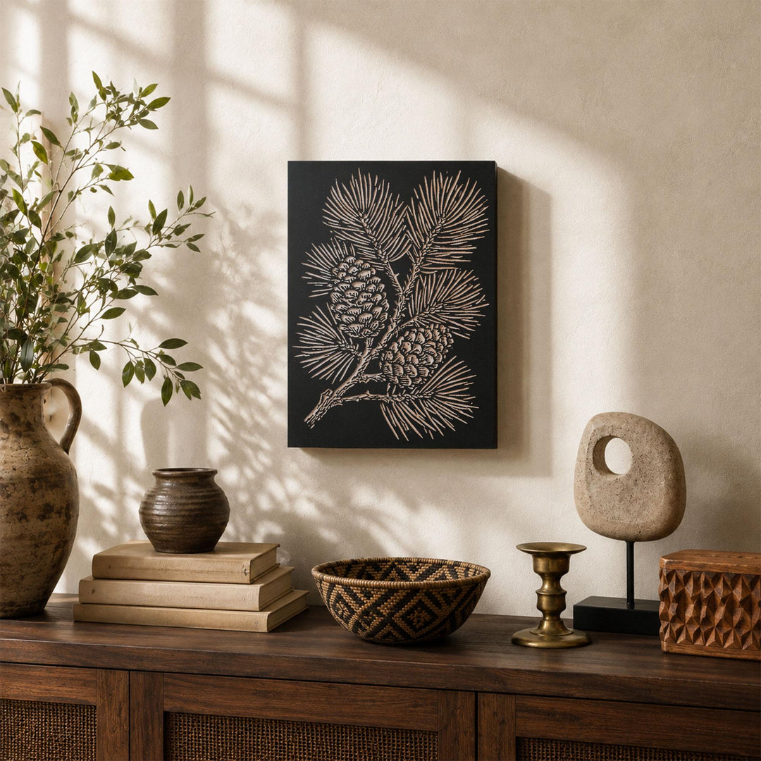 Eastern White Pine Branch Engraved Wood Panel