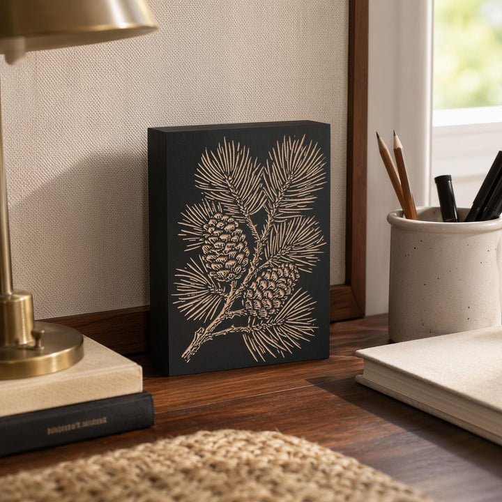 Eastern White Pine Branch Engraved Wood Panel