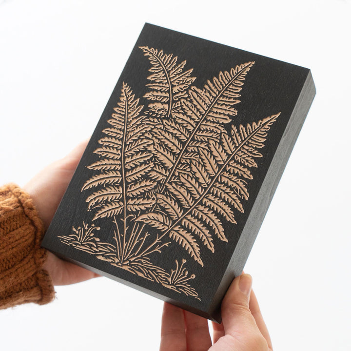 Fern Fronds Engraved Wood Panel