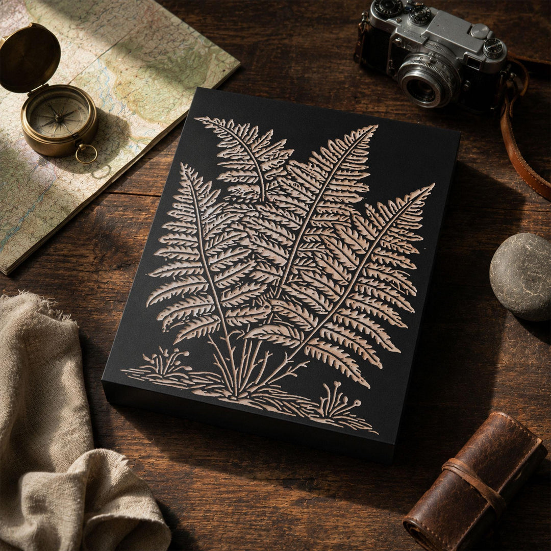 Fern Fronds Engraved Wood Panel