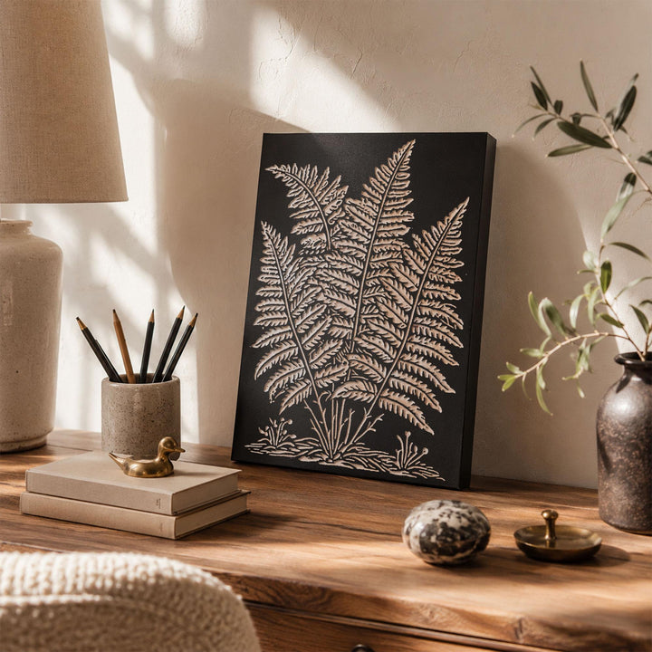 Fern Fronds Engraved Wood Panel