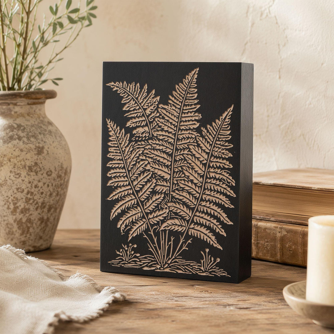 Fern Fronds Engraved Wood Panel