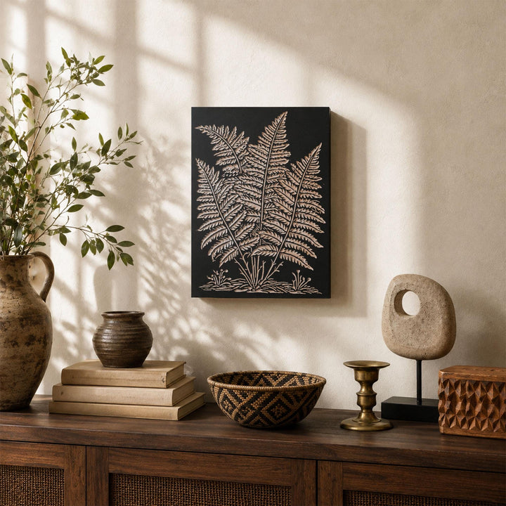 Fern Fronds Engraved Wood Panel