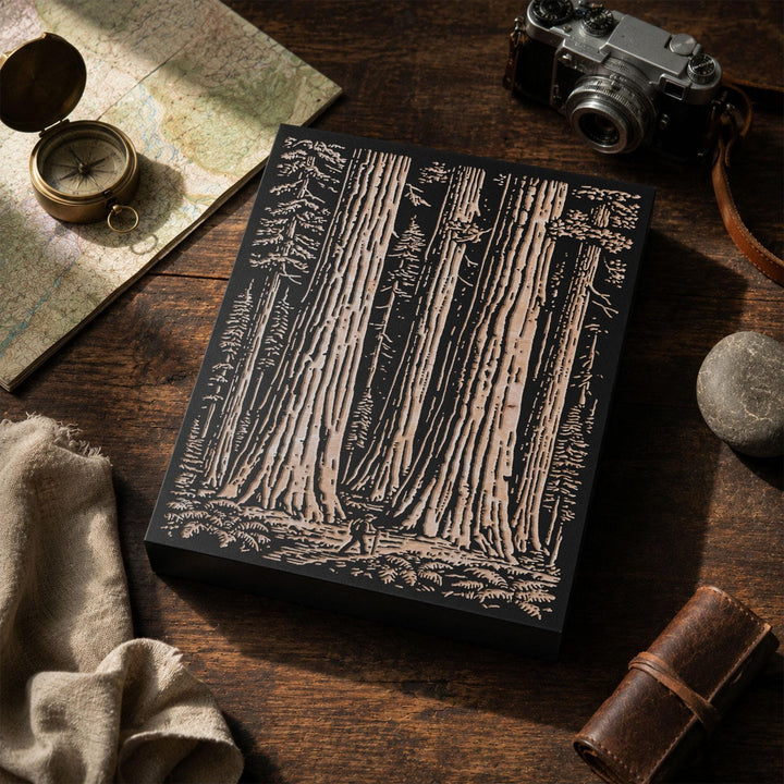Giant Sequoia Trunks Engraved Wood Panel