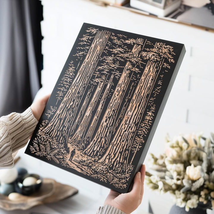 Redwood Forest Engraved Wood Panel