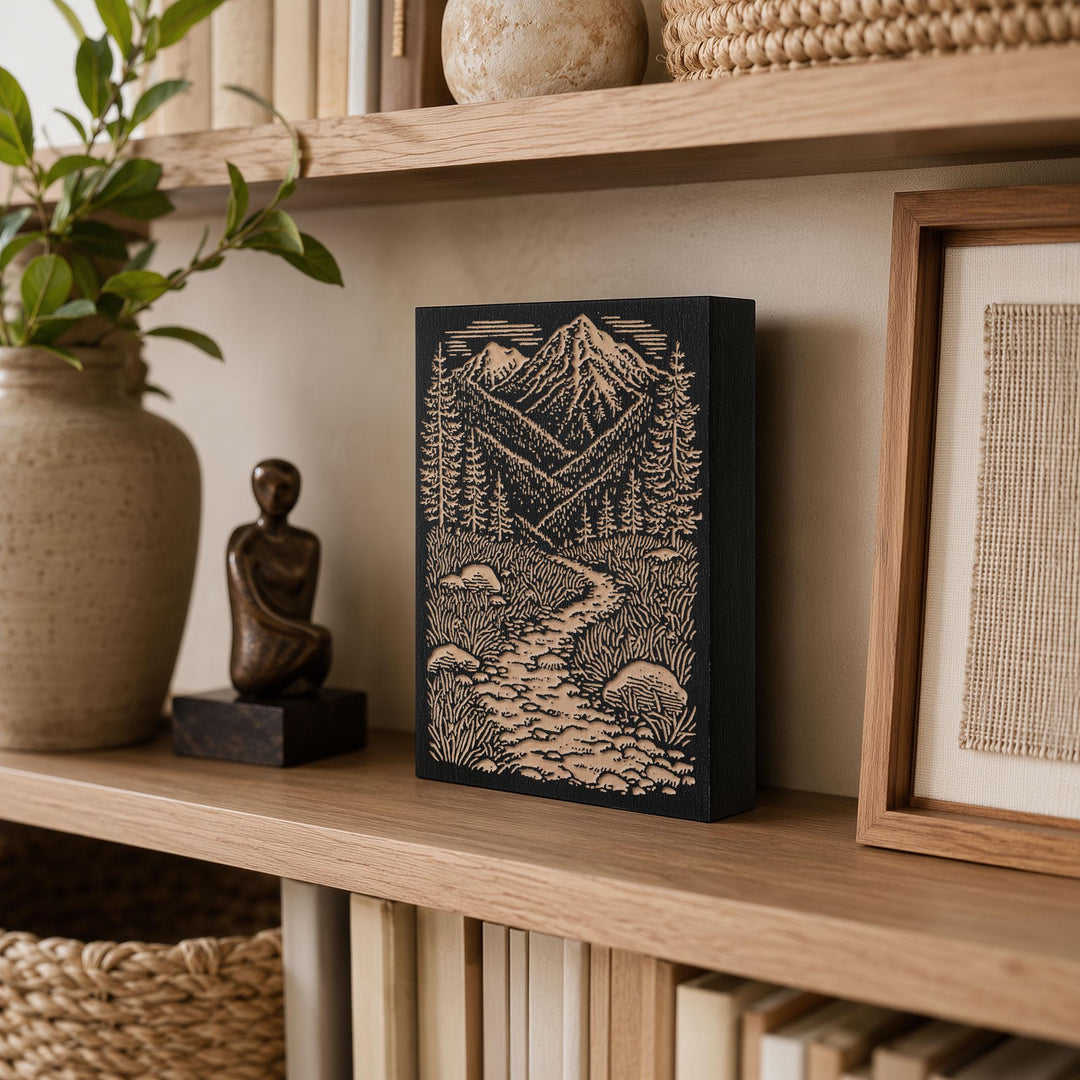 Rocky Mountain Trail Engraved Wood Panel