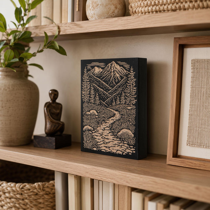 Rocky Mountain Trail Engraved Wood Panel
